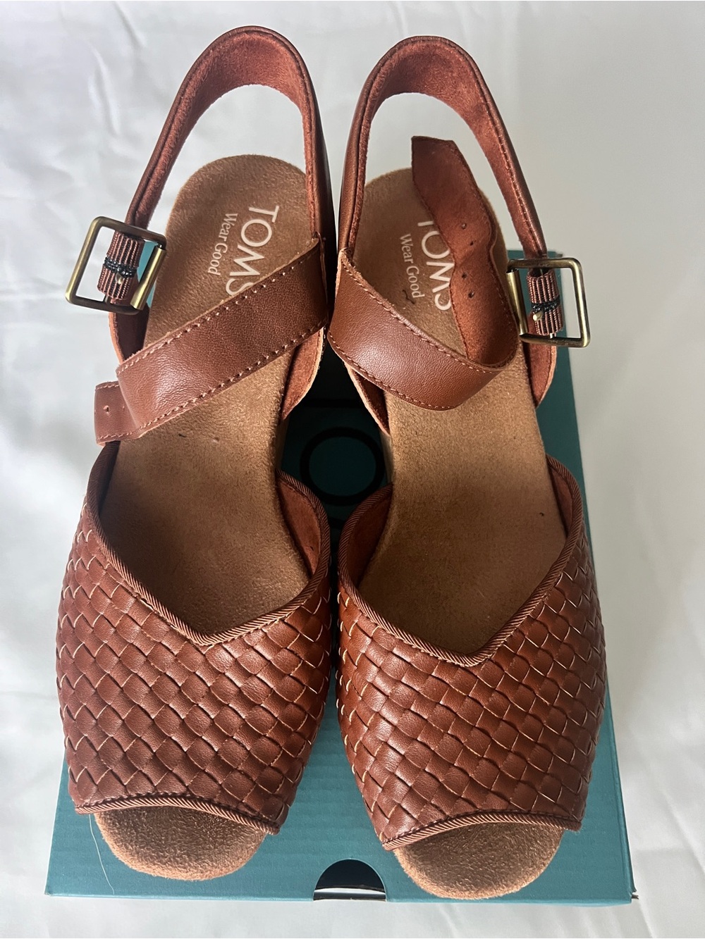 TOMS Brown Woven Slingback Sandals